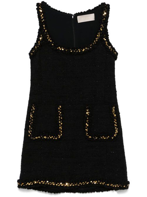 Embroidered tweed mini dress - Black