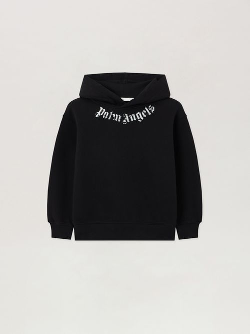 Neck Logo Brushed Hoodie Kids  Nero/black