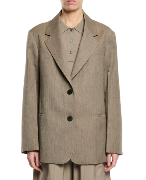 Notched Lapel Tailored Blazer — Beige