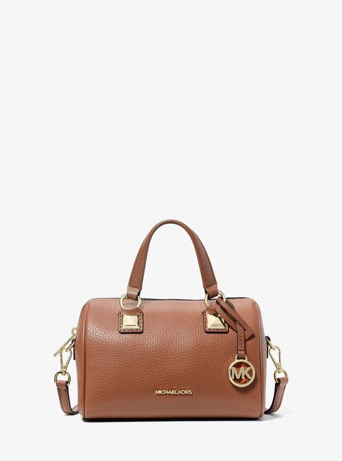 Grayson Small Pebbled Leather Duffel Crossbody Bag in Brown - One Size