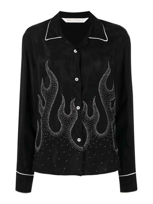Flame-embroidered shirt
