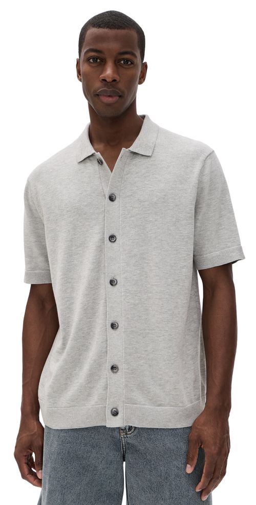 Blake Knit Button Up Shirt Neutral Grey