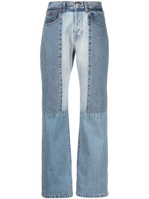 Straight-leg patchwork jeans - Blue