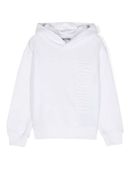Logo-embossed cotton hoodie - White
