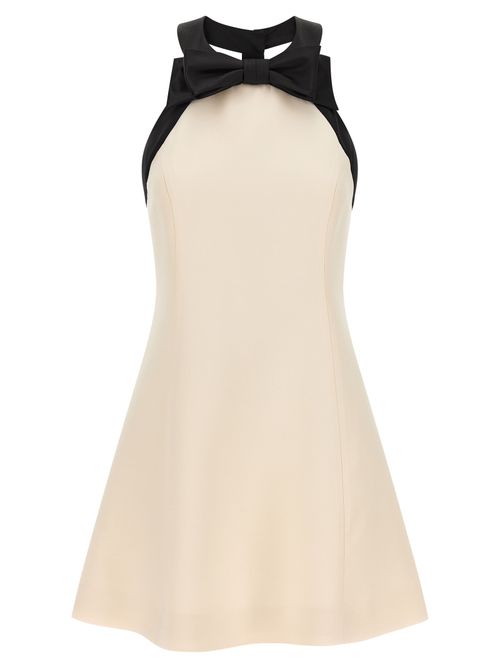 Bicolor Virgin Wool Dress — White