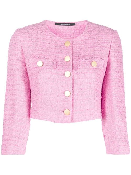 Cropped tweed jacket - Pink