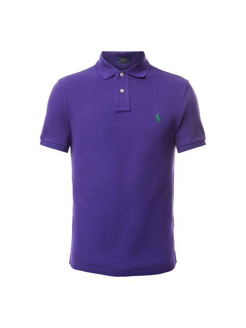 Mens Mesh Slim Fit Polo Shirt in Chalet Purple, Cotton