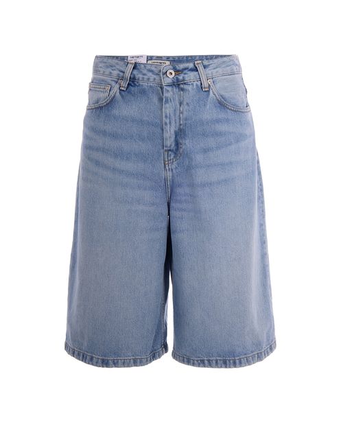 Stone-Washed Cotton Denim Bermuda Shorts — Blue