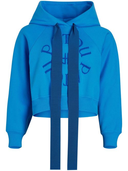 Medallion organic-cotton hoodie - Blue