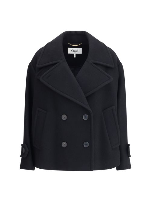 Double-Breasted Wool Coat — Black