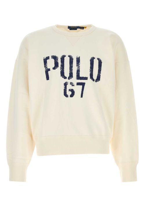 Logo-Print Cotton Blend Sweatshirt — Beige