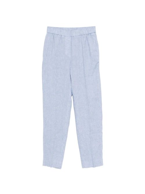 Linen Tapered Trousers — Light Blue