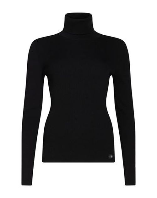 Woman Turtleneck Black Size L Cotton, Polyamide, Elastane