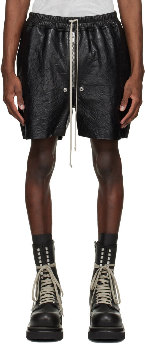 Black Temple Bela Boxers Leather Shorts