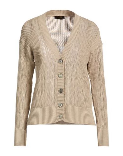 Woman Cardigan Beige Size 4 Cotton