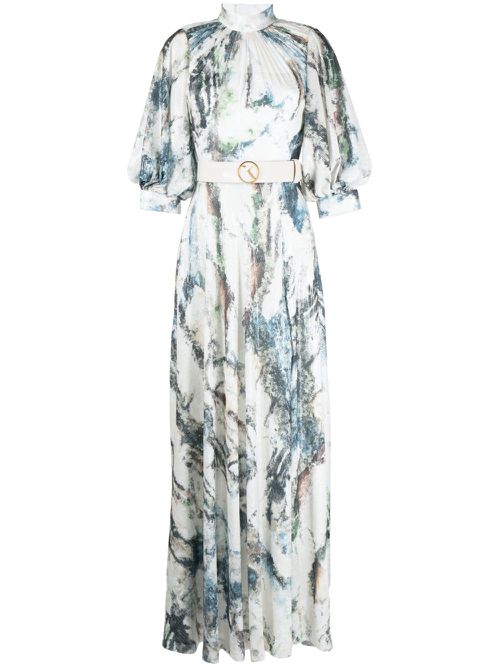 Graphic-print sequin embellished dress - Blue