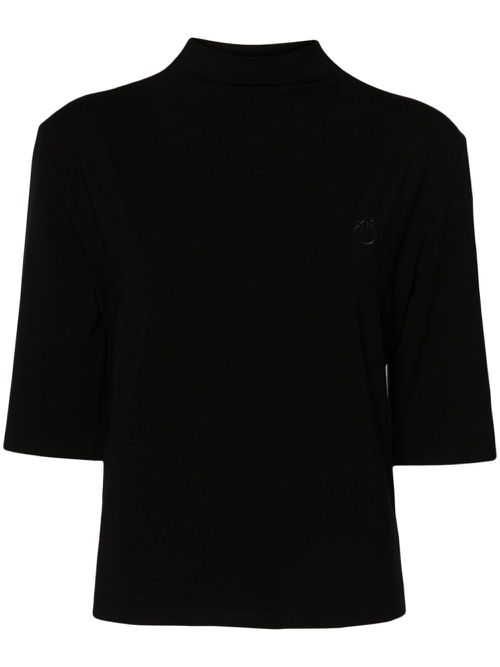 Logo-embroidered mock-neck T-shirt - Black