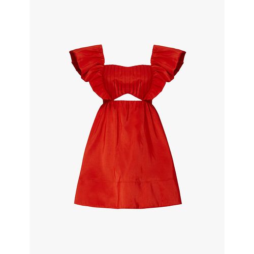 Womens Summer Red Bree Frill-sleeved Woven Mini Dress XS