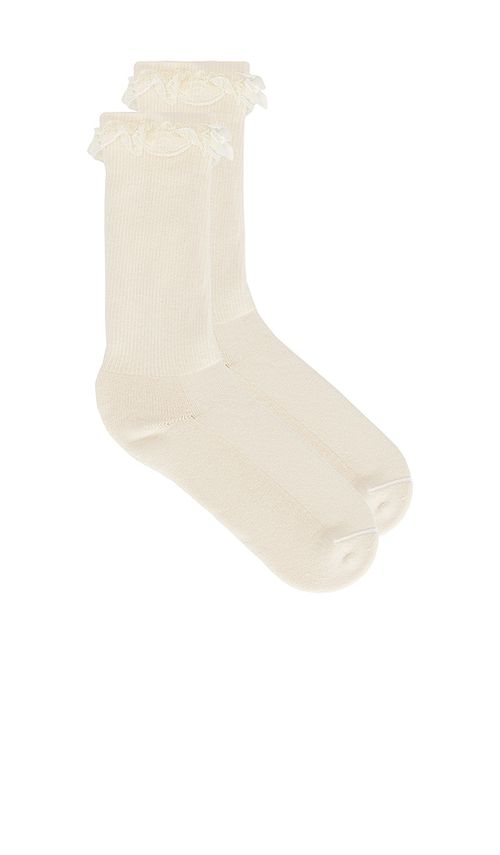 Tanner Fletcher Lace Trim House Socks in Ivory