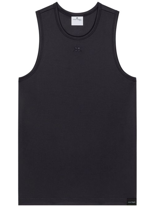 Black Embroidered Logo Tank Top