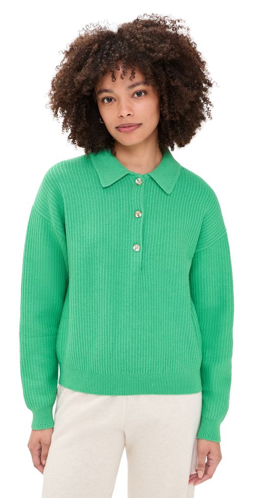 Marlie Knit Polo Sweater Green Spruce