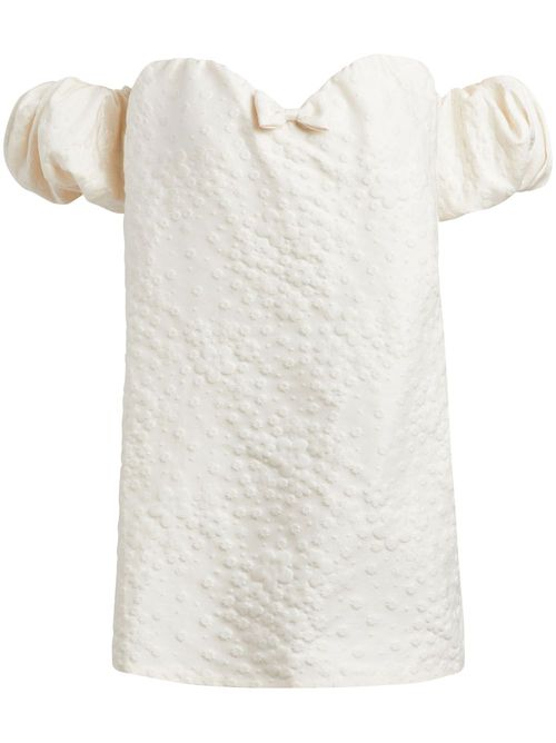 Brigitte brocade-effect silk dress - White