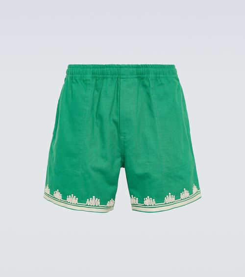Ripple embroidered cotton shorts