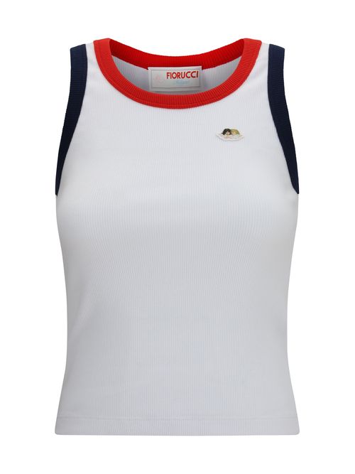 Angels Patch with Contrast Trims Tank Top — White
