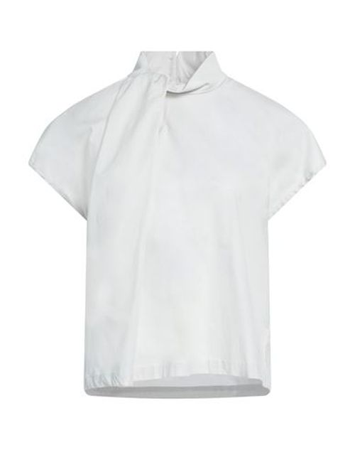 Alpha Studio Woman Top Light grey Size 12 Cotton, Elastane
