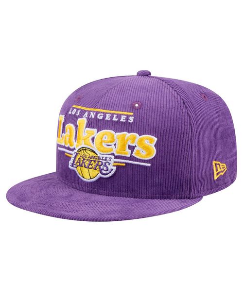 Men's Purple Los Angeles Lakers Throwback Display Corduroy 9FIFTY Snapback Hat - Purple