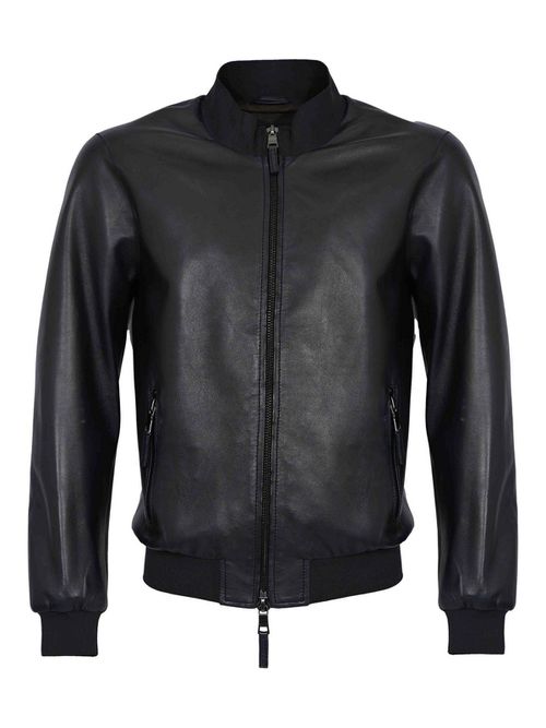 Derek Seamless Navy Blue Leather Jacket