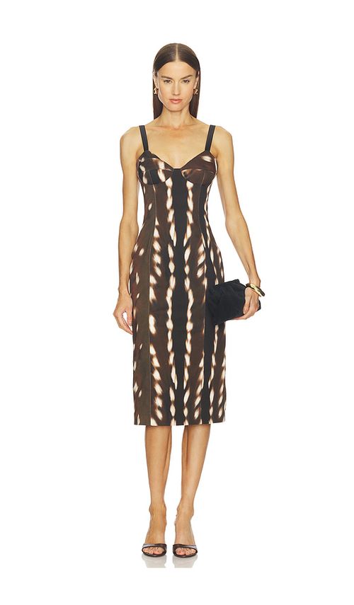 Vaillant Drill Bustier Midi Dress in Brown. - 36 also