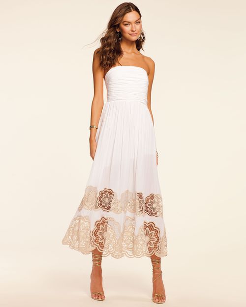 Milani Embellished Strapless Maxi Dress in Ivory