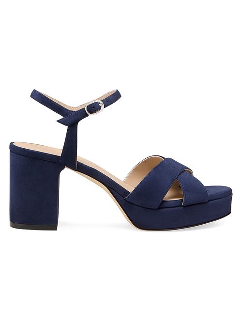 Women's Dayna 80MM Leather Platform Sandals - Nice Blue