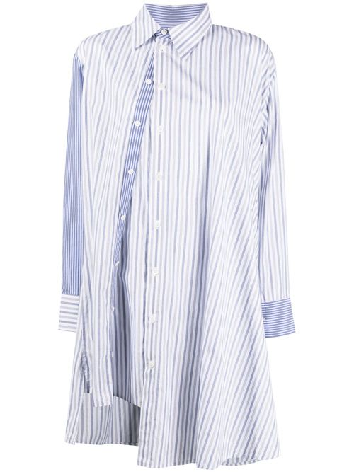 Asymmetric striped cotton shirt - White