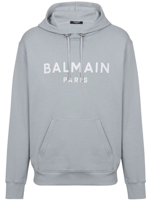Logo-print cotton hoodie - Grey