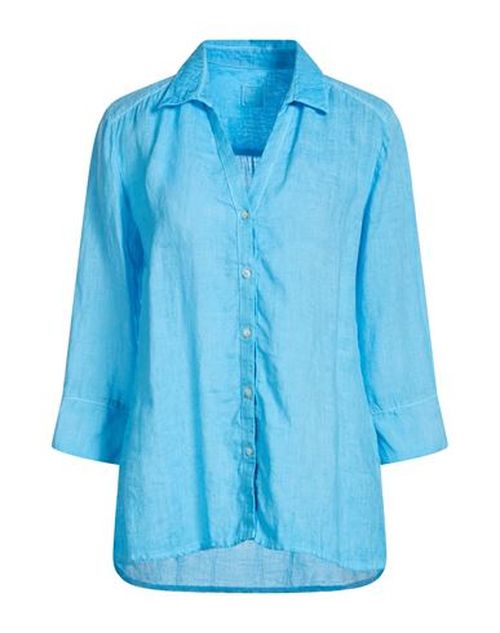 Woman Shirt Azure Size 6 Linen