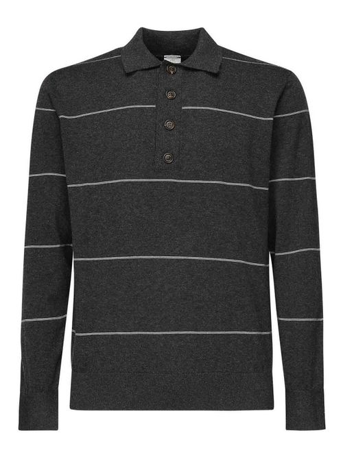 Striped Long-Sleeved Polo Shirt