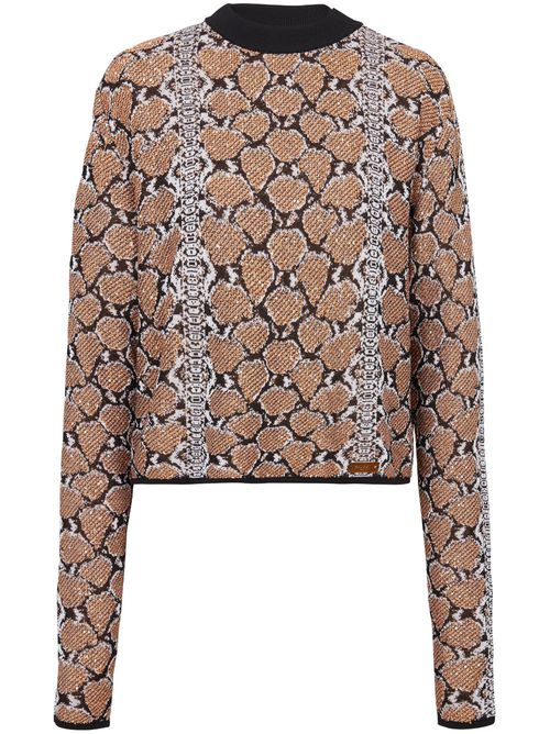 Snakeskin-jacquard jumper - Brown