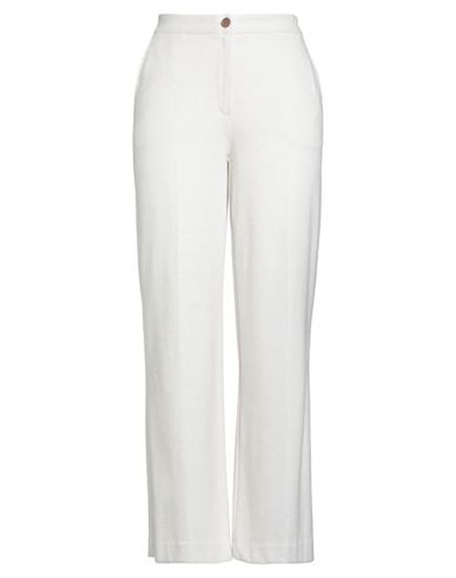 Woman Pants Off white Size 6 Polyester, Cotton
