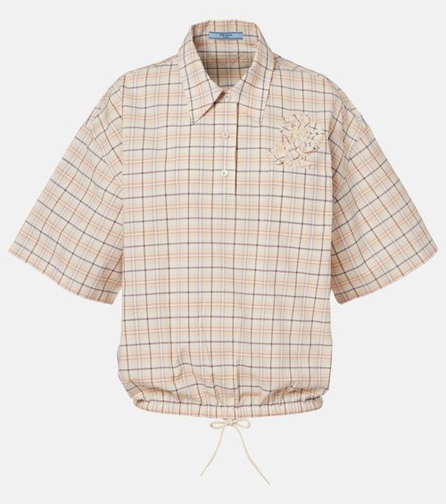 Checked cotton poplin top