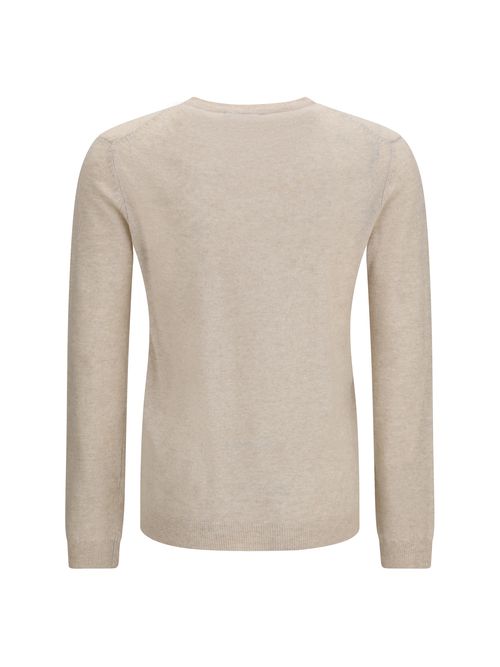 Cashmere-Linen Crewneck Sweater — Beige