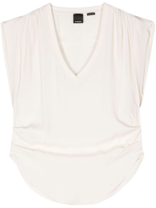 Gathered sleeveless blouse - Neutrals