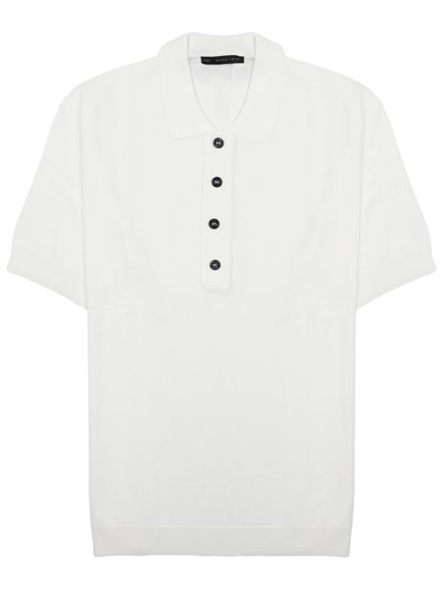 White Solid Shirt Collar Polo