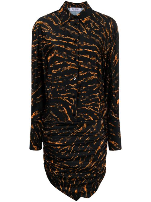 Abstract-patterned shirt dress - Black