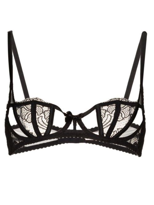 Rozlyn lace-embroidered bra - Black