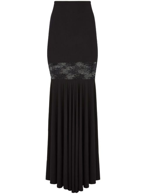 Lace-panel maxi skirt - Black