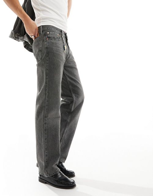555 '96 relaxed straight fit jeans in dark grey wash