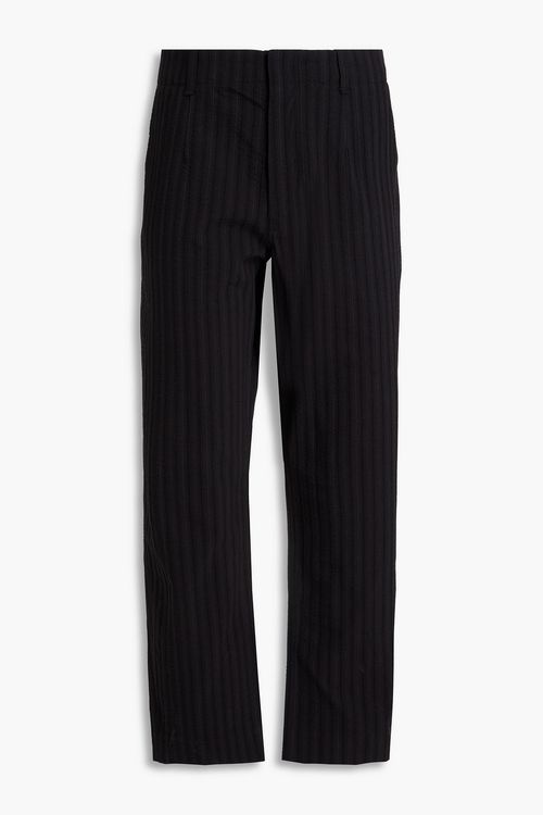 Shift striped cotton and silk-blend jacquard pants - Black - 30
