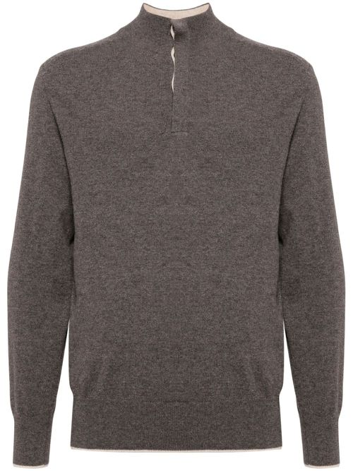 Half button cashmere jumper - Neutrals
